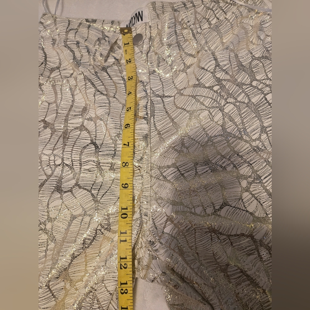 NWT Amylynn Lupe Printed Metallic Pants Sise Small Color Silver/Gold - Picture 9 of 15